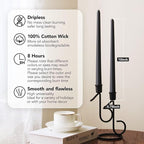 New Burning Formula Unscented Dripless 10-Inch Taper Candles Set of 12 - Black, for Wedding, Dinner - Smokeless, Long Burning - Hand Poured, Colored Tall Candlesticks - Negro