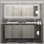 84x32 Large LED Bathroom Mirror - Black Aluminum Framed (Front and Backlit), Anti-Fog Stepless Dimmable 3 Colors Smart Lighted Vanity Mirror for Wall(Horizontal/Vertical)
