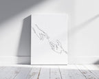Minimalist Reaching Hands Wrapped Canvas Wall Art Continuous Line Drawing Connection 11x14 Inch Gallery Stretched Modern Aesthetic Home Art Decor