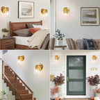 Brushed Gold Wall Sconce, Gold Vanity Light Modernbathroom Light fixtures with Clear Glass Shade Entrance Lamp Hallway Living Room Mount Bathroom Fixtures for Mirror (2PACK)