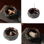 Incense Burner or Incense Cone Holder,Lotus Cone Incense Burner,Incense Cone Holder for Incense Cone and Coil Incense, Coil Incense Burner Set for Office Yoga and Home,Green