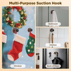 OUTXE Wreath Hanger for Front Door, Heavy Duty Suction Cup Reef Hook for Glass Window/Over Door/Outdoor, Christmas/Thanksgiving/Halloween/July 4th/Easter/Valentine/Fall/Summer/Spring (Walnut, 4-Pack)