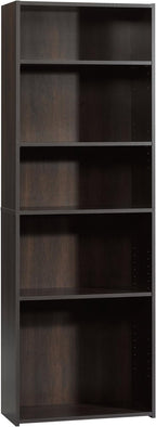 Sauder Beginnings 5-Shelf Bookcase, Bookshelf with Adjustable Storage Shelves, in Cinnamon Cherry finish