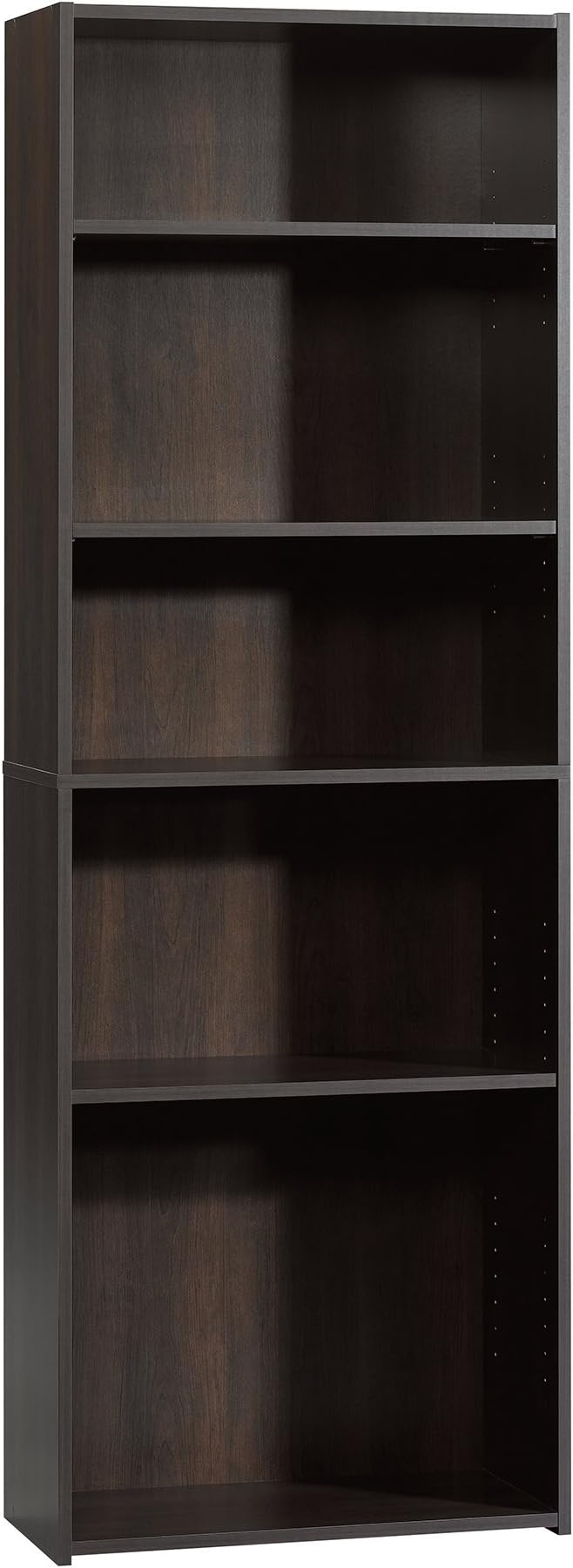 Sauder Beginnings 5-Shelf Bookcase, Bookshelf with Adjustable Storage Shelves, in Cinnamon Cherry finish