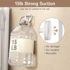 Suction Cup Hooks for Shower: 15 LB Strong Wall Hanger for Bathroom, Front door, Glass, Window, RV, Holder for Towel, Christmas Wreath, Coat, Loofah, Waterproof & Reusable, Cream White 4-Pack