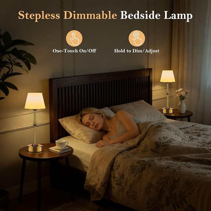 IP65 Waterproof Shower Lamp for Bathroom, Cordless Table Lamp Rechargeable Battery Operated, 3-Colors Dimmable Touch Lamp for Bathtub, Shower Light, Bath Light and Relaxing Routines, Set of 1