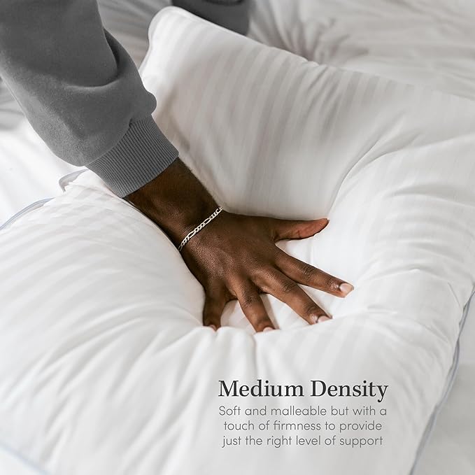 eLuxurySupply 2-Pack Premium Bed Pillows - Medium Density and Medium Loft Ideal for Back and Side Sleepers - 100% Cotton Casing - 20"X36" King Size