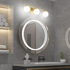 Ralbay Gold Vanity Lights - 3-Light Mid Century Modern Bathroom Wall Lights with Milky Glass Globe
