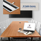 Sturdy Conference Table with Cable Management Grommets Modern Rectangle Office Meeting Table with Wood Tabletop and Metal Frame & Legs- Easy Assembly Boardroom Table (Natural, 8 Foot)