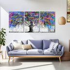 Novatique Graffiti Wall Art Colorful Tree Canvas Wall Art Never Give Up Inspirational Graffiti Posters Modern Inspiring Tree Painting Home Decor for Bedroom Bathroom,20" x 28" x 3pcs