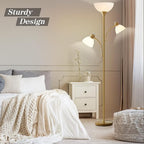 Luvkczc Floor Lamps for Living Room, 72" Tall Standing Lamps, Torchiere Lamp with 8W Adjustable Reading Lights, Modern Bright Floor Lamp for Bedroom, Office, Dresser, Gold&White, Bulbs Included