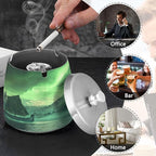 Polar Lights Sailboat Ashtray with Lid, Outdoor Ashtrays for Patio, Stainless Steel Ashtray Odorless Smokeless for Home Office Balcony