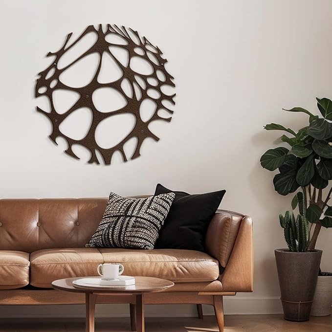 SIGNLEADER Metal Wall Art Decor Abstract Circle Minimalist Modern Abstract Wall Sculpture Hangings Home Decoration for Living Room, Bedroom, Bathroom, Kitchen, Outdoor - 24" Bronze