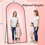 Full Length Mirror, 76" x 34" Arched Full Body Mirror Large Standing Floor Mirrors, Mirrors for Bedroom, Bathroom, Living Room Standing or Wall Leaning, Black