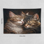 VUMIVI Cat Tapestry Adorable Animals Two Kittens Snuggling Together Vintage Print Realistic Design Tapestry Wall Hanging for Living Room Bedroom Dorm Classroom Aesthetic Decor W90xL60in