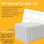 Nature's Bees DIY Lip Balm Kit, Natural Cherry Flavor, Includes 48 Blank Lip Balm Tubes with 60 Labels, Made with Beeswax, Cocoa Butter, Coconut Oil, and Aloe, 0.15 oz Each