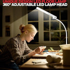 Honeywell LED Floor Lamp, F4 Sunturalux™ Gooseneck Reading Floor Lamp, Super Bright Stepless Dimmable Task Light with Flexible Arm, Eye-Caring Tall Standing Lamp for Living,Bedroom Office