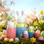 Gejoy Easter Nesting Dolls Russian Matryoshka Rabbit Wooden Handmade Nutcracker Nesting Dolls Collectible Gifts Set for Adults Home Decor