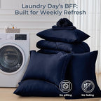 HEVUMYI Navy Blue Full Comforter Set - 7-Piece All Season Bed in a Bag Full, Ultra Soft Bedding Set with Comforter, Flat Sheet, Fitted Sheet, Pillowcases, Pillow Shams, Navy Blue