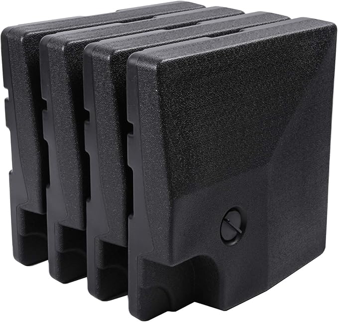 Sunnyglade 4pcs 200LB Square Patio Umbrella Base Water Filled Umbrella Stand Suitable for All Kinds Of Cross Tiles (Black)