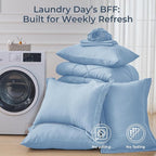 HEVUMYI Light Blue Queen Comforter Set - 7-Piece All Season Bed in a Bag Queen, Ultra Soft Bedding Set with Comforter, Flat Sheet, Fitted Sheet, Pillowcases, Pillow Shams