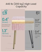 SONGMICS Vanity Stool Chair with Storage, Makeup Stool, Footrest Footstool Ottoman, Metal Legs, Adjustable Feet, for Living Room, Bedroom, Makeup Room, Jelly Pink ULOM505SZ02