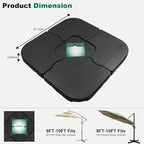 SZHLUX 4pcs 185lb Capacity Heavy-Duty Cantilever Offset Patio Umbrella Base, Wind-Resistant Outdoor Square Base, Black