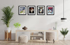 Goldfinch 4 Packs Sports Magazine Frames Displays Magazines Measuring 8.5 x 11.25 or 8.25 x 11 inches with Double White Core Matting, Deep Frame Moulding, with Installed Hangers