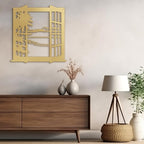 SIGNLEADER Metal Wall Art Decor Tropical Sunset Scenery Modern Abstract Wall Sculpture Hangings Home Decoration for Living Room, Bedroom, Bathroom, Kitchen, Outdoor - 30" Gold