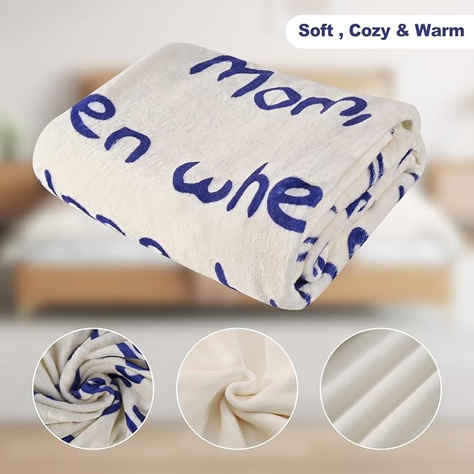 60 x 50 Inches Flannel Blanket for Mom Ultra-Soft Cozy Throw with Heartfelt Message Mother’s Day Birthday from Daughter or Son, Warm Decorative Sofa Blanket
