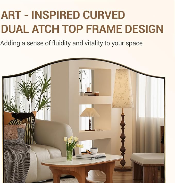 ANDY STAR Gold Bathroom Mirror, 24"x36" Brushed Brass Scalloped Wall Mirror in Stainless Steel Metal Frame, Unique Vanity Mirror with Modern Curved Edge Design, Ideal for Bathroom, Bedroom, Entryway