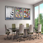 Novatique Graffiti Canvas Wall Art Pop Art Wall Decor Behind the Curtain With Framed Graffiti Poster Artwork for Living Room Office,24" x 36" x 3pcs