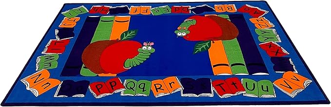 KIDCARPET.COM Book It Rectangle Classroom Rug | Bordered Area Rug for Preschool Daycare Learning, 7'6" x 12'