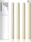 10" Candle Sticks, Ribbed Taper Candles, Ivory, 4-Pack, Unscented