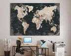 World Map Wall Art Office Decor Pictures for Living Room Black White Wall Decor Home House Decorations Modern Inspirational Artwork