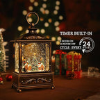 Christmas Lantern, Lit Christmas Snow Globe Lantern-with USB+ Music Christmas Water Lantern Snow Globe Portable Creative Cute Christmas Decorations and Charming Gifts(Forest House