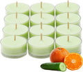 PartyLite Set of 12 Tea Lights Candles, Cucumber & Clementine Scent, Aromatherapy Scented Candles Gift Set, Up to 4 to 6 Hours Burn Time