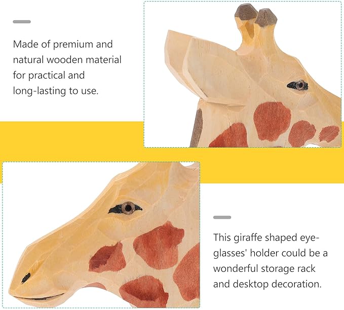 TIDTALEO Giraffe Design Eyewear Display Rack Wooden Eyeglasses Holder Desktop Sunglasses Stand Home Decor Organizer for Glasses Storage