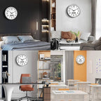 Wall Clock, 16 Inch Non-Ticking Silent Battery Operated Quartz Analog with LCD Display for Perpetual Calendar and F° Temperature, Ideal Modern Home, Bedroom, Kitchen, Office Décor (Sliver)
