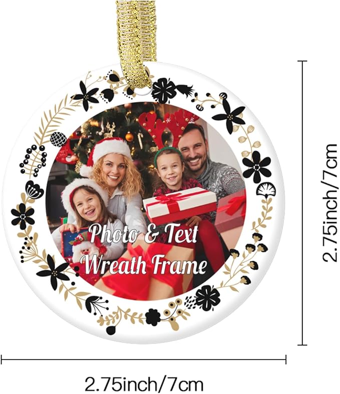 Personalized Custom Photo Ornaments for Christmas Tree - Ceramic Hanging Xmas Ornaments for Couples, Family, Wedding