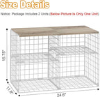 2 Pack Closet Shelf Organizer, Closet Organizers and Storage Shelves With Adjustable Dividers, Stackable Storage Bins Baskets For Clothes Sweaters Jeans Jackets, With Wooden Board, 8 Compartments