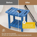 HIPS Shower Benches for Inside Shower, Shower Stool with Space-Efficient Storage Shelf, Waterproof Shower Chair Seat for Spa Bathroom(Navy Blue)
