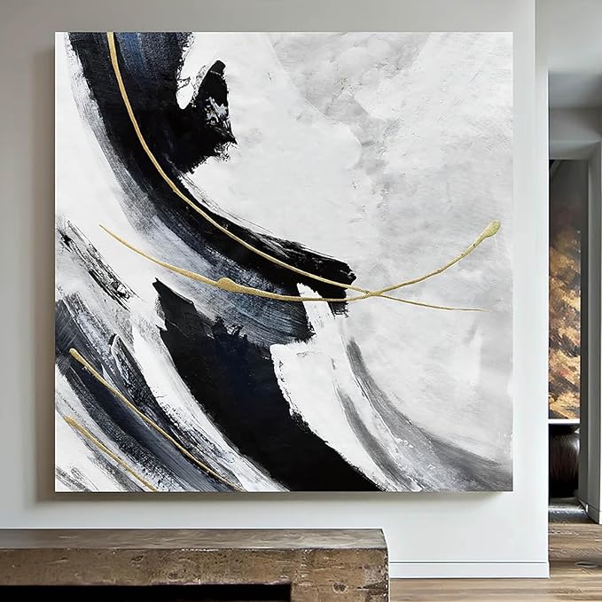 Abstract Wall Art Large Black and White Wall Decor Living Room Pictures for Bedroom Framed Office Decor for Wall Grey Paintings Neutral Artwork