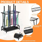 Metal Umbrella Holder Stand with Removable Drip Tray, Industrial Free Standing Umbrella Rack Organizer for Entryway Home Office Patio Decor(10 Slots 8 Hooks, Black)