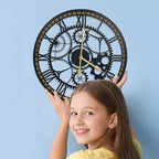 16 Inch Wall Clock, Gear Clock, Silent Non Ticking, Battery Operated Large Wall Clocks for Living Room Decor, Kitchen, Office (Vintage Industrial Steampunk)