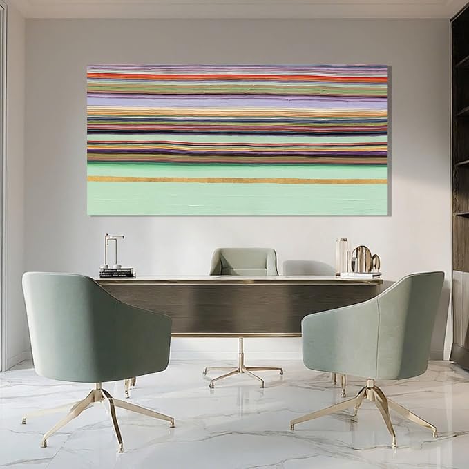 ZENPEE Green Abstract Wall Art with Wood Frame, Modern Canvas Prints Hanging Decor for Living Room, Office, Hallway, or Entryway | 24" x 48"