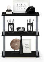 Furinno TURN-S-TUBE Storage Shelves, 3-Tier Book Shelf, Corner Shelf, Toolless Open Shelves, for Organization and Storage, Living Room, Garage, Home Office, Black