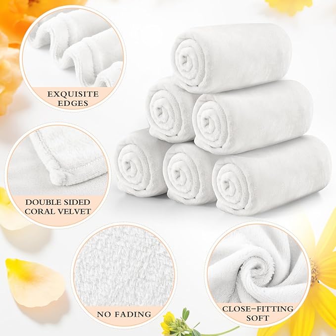 Tinideya 6 Pcs Flannel Fleece Throw Blanket Bulk 50 x 60 Inch Soft Fleece Blanket Warm Throw Blanket Coral Blankets for Couch Sofa Home Wedding Gifts Season (Cream White)
