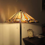Tiffany Style Mission Floor Lamp 65" Tall Stained Glass Floor Standing Light Fixture for Living Room Reading Bedroom Office, Multi-Colored