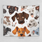 VUMIVI Cartoon Dog Head Tapestry Adorable Pets Humorous Style Abstract Art Illustration Tapestry Wall Hanging for Living Room Bedroom Dorm Classroom Aesthetic Decor W60xL50in